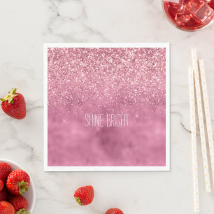 Girly Pink Glitzy Sparkle Glitter gepersonaliseerd Servet