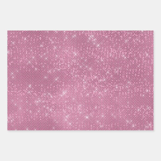 Girly Pink Glitzy Sparkle Inpakpapier Vel (Voorkant)