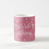 Girly Pink Glitzy Sparkle Koffiemok (Center)