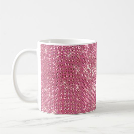 Girly Pink Glitzy Sparkle Koffiemok (Links)