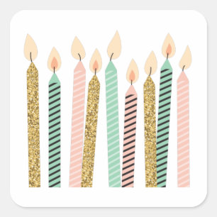 Girly Pink Gold Birthday Happy Birthday Pretty Gir Vierkante Sticker