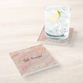 Girly Pink Gold Blush Leopard Print Onderzetter (Schuin)