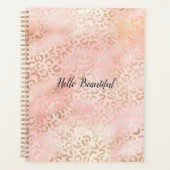 Girly Pink Gold Blush Leopard Print Planner (Voorkant)