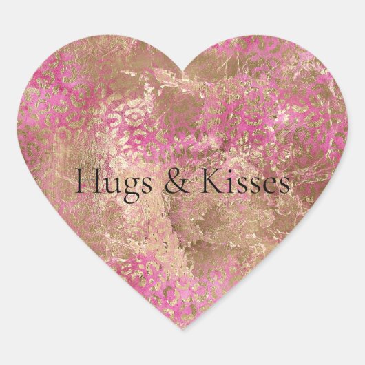 Girly Pink Gold Glam Leopard Print Hart Sticker (Voorkant)