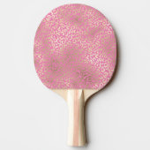 Girly Pink Gold Glam Leopard Print Tafeltennisbatje (Achterkant)