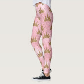 Girly Pink Gold Glitter Crowns Sparkly Leggings (Links)