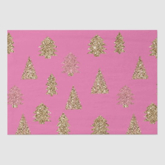 Girly Pink Gold Glitter Glam Kerstbomen Tissuepapier (Voorkant)