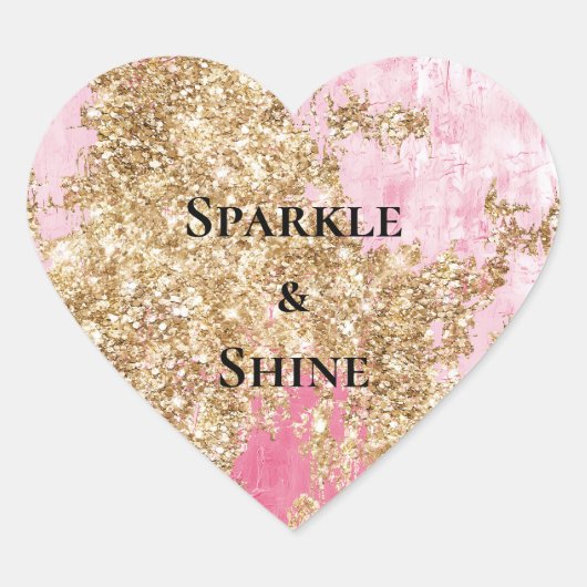 Girly Pink Gold Glitter Hart Sticker (Voorkant)
