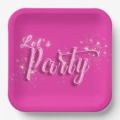 Girly Pink Gold Glitter Modern Let's Party Papieren Bordje (Voorkant)