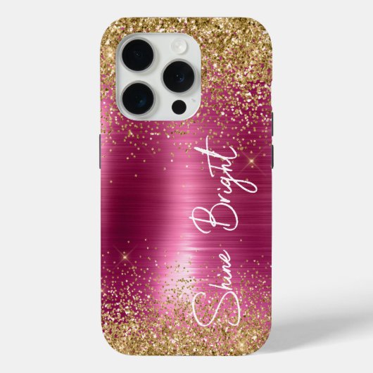 Girly Pink Gold Glitter Sparkle Case-Mate iPhone Case (Achterkant)