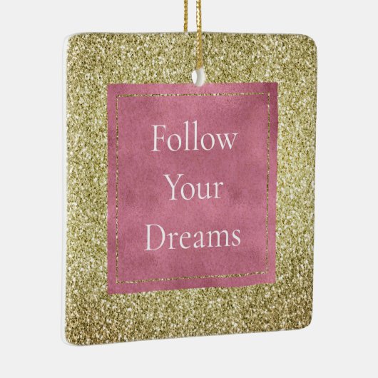 Girly Pink Gold Glitter Sparkle Glitz Keramisch Ornament (Rechts)