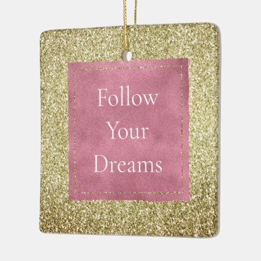 Girly Pink Gold Glitter Sparkle Glitz Keramisch Ornament (Links)