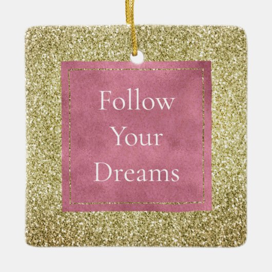 Girly Pink Gold Glitter Sparkle Glitz Keramisch Ornament (Voorkant)