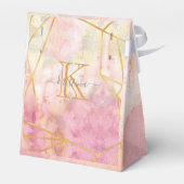 Girly Pink Gold Glitter Sparkle Monogram Floral Bedankdoosjes (Achterkant)