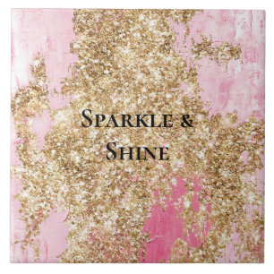 Girly Pink Gold Glitter Tegeltje
