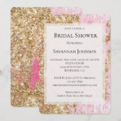 Girly Pink Gold Glitter Vrijgezellenfeest Kaart (Voorkant / Achterkant)