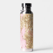 Girly Pink Gold Glitter Waterfles (Rechts)