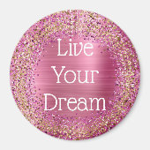 Girly Pink Gold Glitzy Sparkle Glitter Magneet (Voorkant)