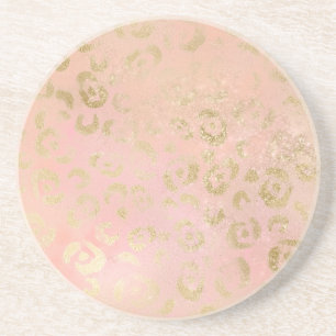 Girly Pink Gold Luipaard Zandsteen Onderzetter