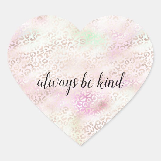 Girly Pink Gold Mint Glam Luipaard Print Hart Sticker (Voorkant)
