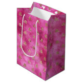 Girly Pink Gold Rozen Medium Cadeauzakje (Voorkant Gekanteld)