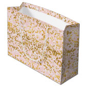 Girly Pink Gold White Confetti Groot Cadeauzakje (Achterkant Gekanteld)