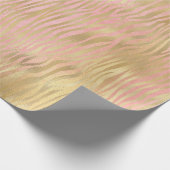 Girly Pink Gold Zebra Stripes Cadeaupapier (Hoek)