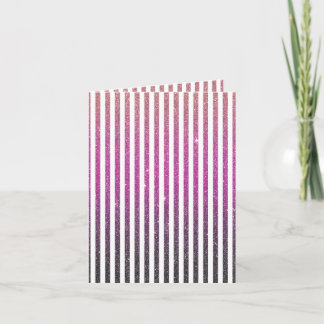 Girly Pink Gradient Stripes Glitter Foto afdrukken Kaart