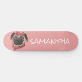 Girly Pink grappig schattig pug Skateboard (Horizontaal)