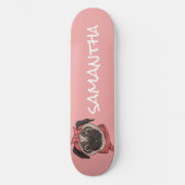 Girly Pink grappig schattig pug Skateboard (Voorkant)