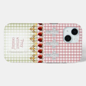 Girly Pink Green Check Cross Strawberry Dove Faith Case-Mate iPhone Case (Achterkant (horizontaal))