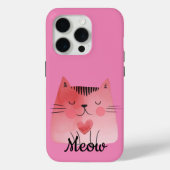 Girly Pink Heart Cat Case-Mate iPhone Case (Achterkant)