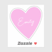 Girly Pink Heart Sticker met naam (Vel)