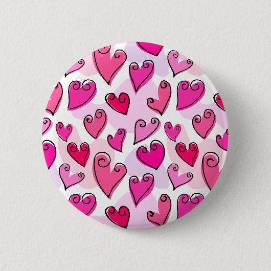 Girly Pink Hearts Schattigee romantische Valentijn Ronde Button 5,7 Cm (Voorkant)