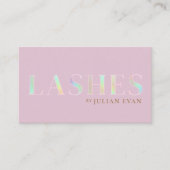 Girly Pink Holographic Script Lash Technician Visitekaartje (Voorkant)