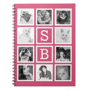 Girly Pink Instagram Pics met Initialen voor haar Notitieboek