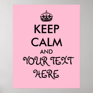 Girly Pink Keep Calm Poster Sjabloon Voeg Jouw tek