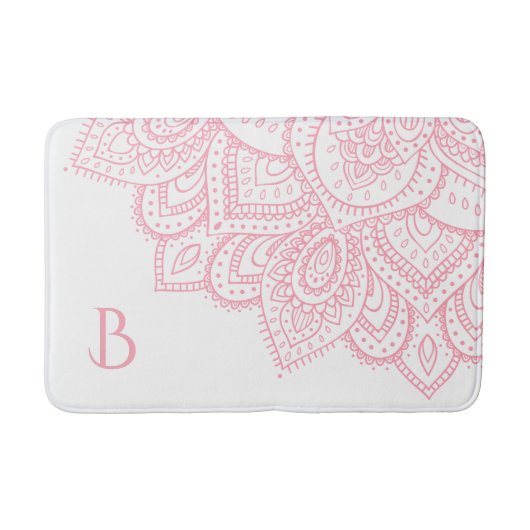 Girly Pink Lace Mandala Badmat (Voorkant)
