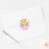 Girly Pink Leopard Baby shower Ronde Sticker (Envelop)