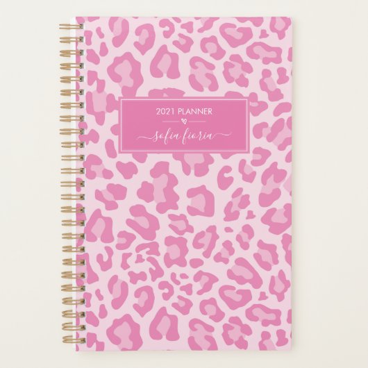 Girly Pink Leopard Elegant Script Name 2021 (Devant)