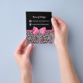 Girly Pink Leopard Print Cute Bow Beautique Flyer (Hand)
