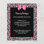 Girly Pink Leopard Print Cute Bow Beautique Flyer (Achterkant)