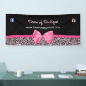 Girly Pink Leopard Print Cute Bow Boutique 6 ft Spandoek (Beurs)
