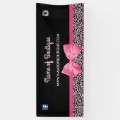 Girly Pink Leopard Print Cute Bow Boutique 6 ft Spandoek (Verticaal)