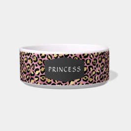 Girly Pink Leopard Skin Pattern Dog Voerbakje