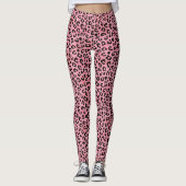 Girly Pink Leopard Spots Print Leggings (Voorkant)