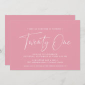 Girly Pink | Leuk Modern Script 21st Verjaardag Kaart (Voorkant / Achterkant)