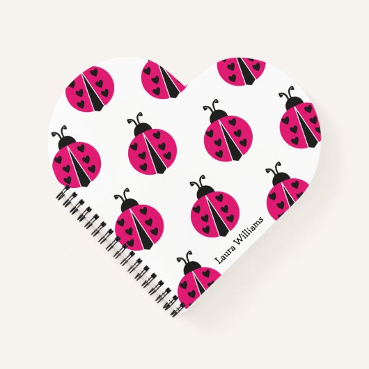 Girly Pink lieveheersbeestje gepersonaliseerd Notitieboek (Voorkant)