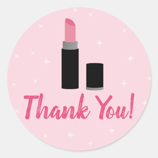 Girly Pink Makeup Glamor Birthday Ronde Sticker (Voorkant)