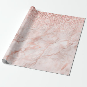 Girly Pink Marble en Glitter Cadeaupapier